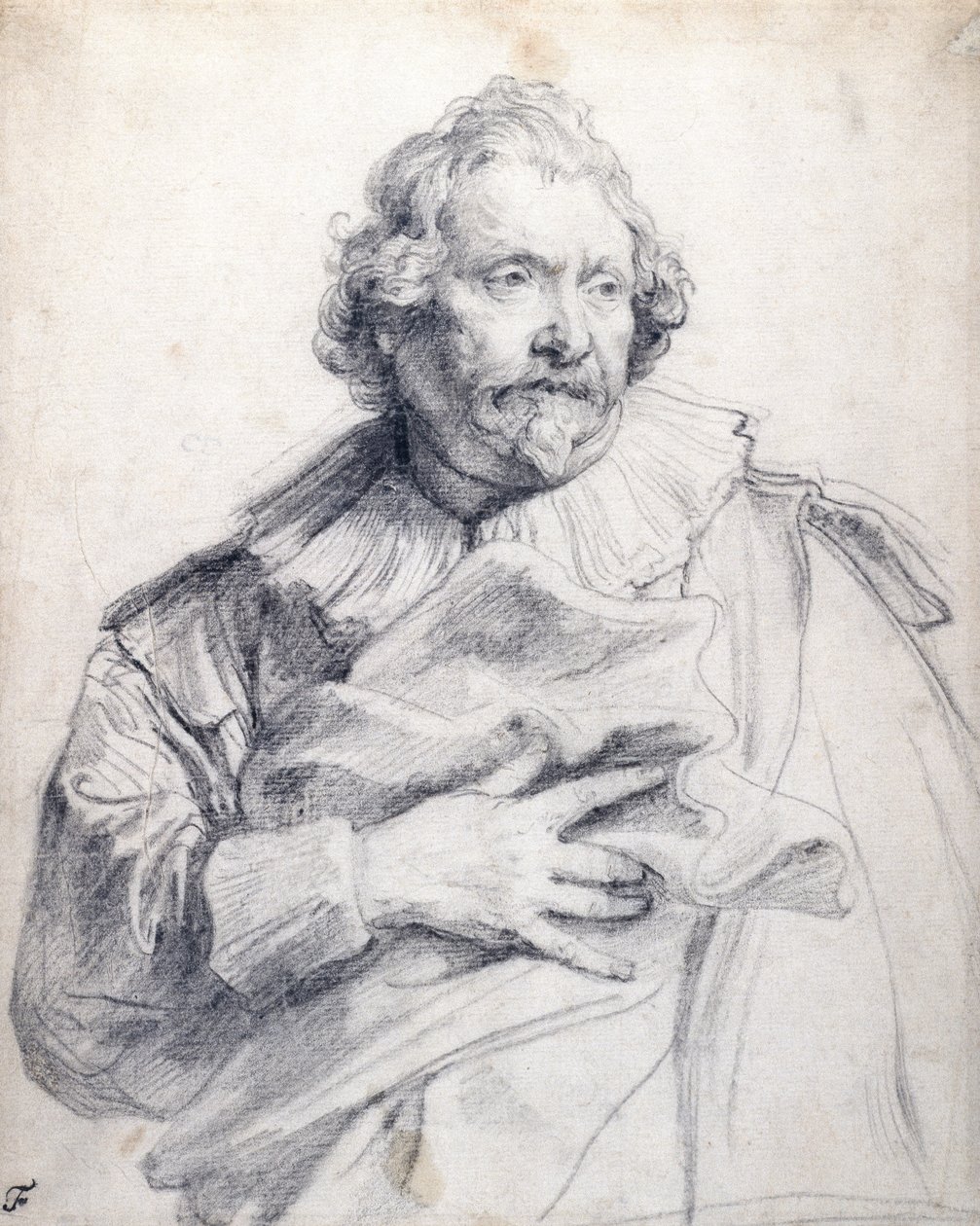Carolus de Mallery, c.1632-35 (giz preto sobre papel branco) de Anthony van Dyck