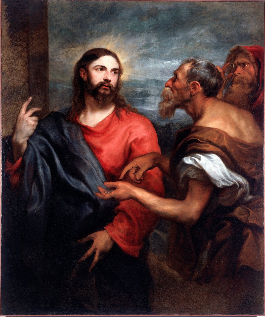 Cristo tem a moeda ou "o pagamento do tributo" Pintura de Antonia Van Dyck (1599-1641) 1623-1624 Sol. 140x120 cm Genes, Galleria di Palazzo Bianco de Anthony van Dyck