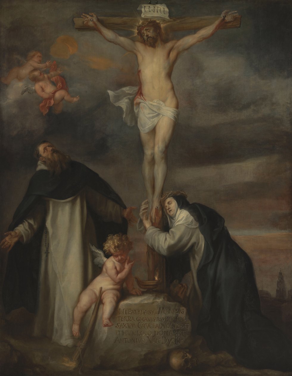 Cristo na Cruz com Santa Catarina de Sena, São Domingos e um anjo de Anthony van Dyck