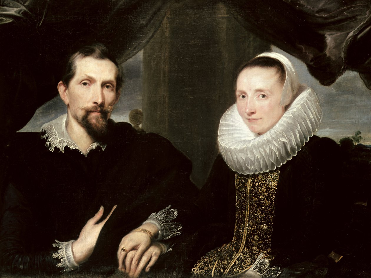 Retrato duplo do pintor Frans Snyders (1579-1657) e sua esposa Margaretha de Vos, 1621 de Anthony van Dyck