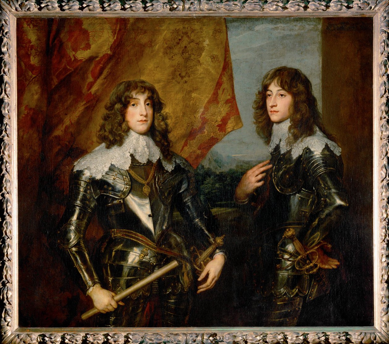 Retrato duplo dos príncipes palatinos Karl Ludwig I, eleitor, e do seu irmão Robert, filhos de Friedrich V ... de Anthony van Dyck