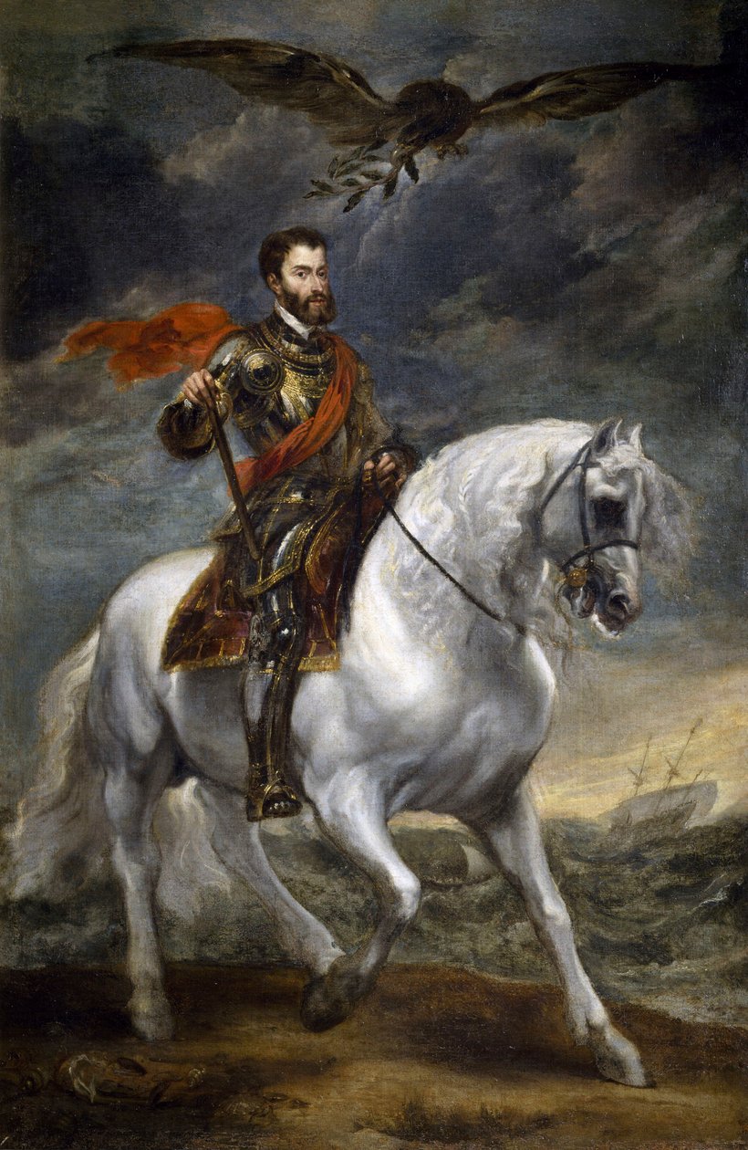 Retrato equestre de Charles V (1500-1558), de Anthony van Dyck, óleo sobre tela de Anthony van Dyck