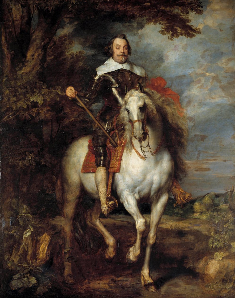 Retrato equestre de Dom Francisco de Moncada (1586-1635), Conde Dossuna, Embaixador do Rei Filipe IV de Espanha em Bruxelas Pintura de Anton (Antoon ou Anthony) van Dyck (1599-1641) Sol do século XVII. 3,05x2,42 m - Retrato equestre de Dom Francisco de de Anthony van Dyck