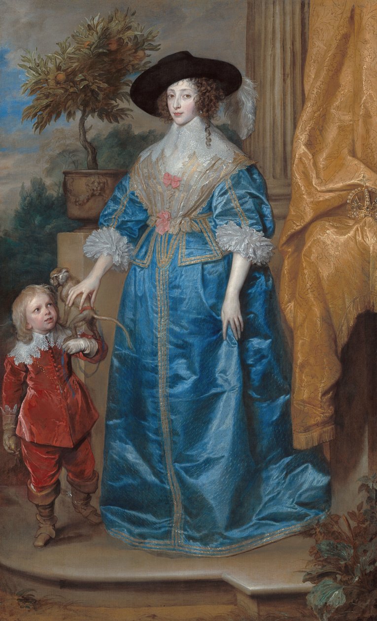 Alemão: Retrato da rainha Henrietta Maria, com o anão Sir Jeffrey Hudson Rainha Henrietta Maria com Sir Jeffrey Hudson de Anthony van Dyck