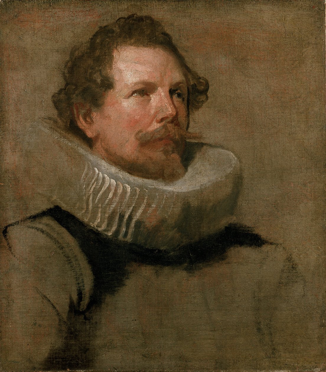 Cabeça de um homem barbudo vestindo um Wheel Ruff, século XVII de Anthony van Dyck
