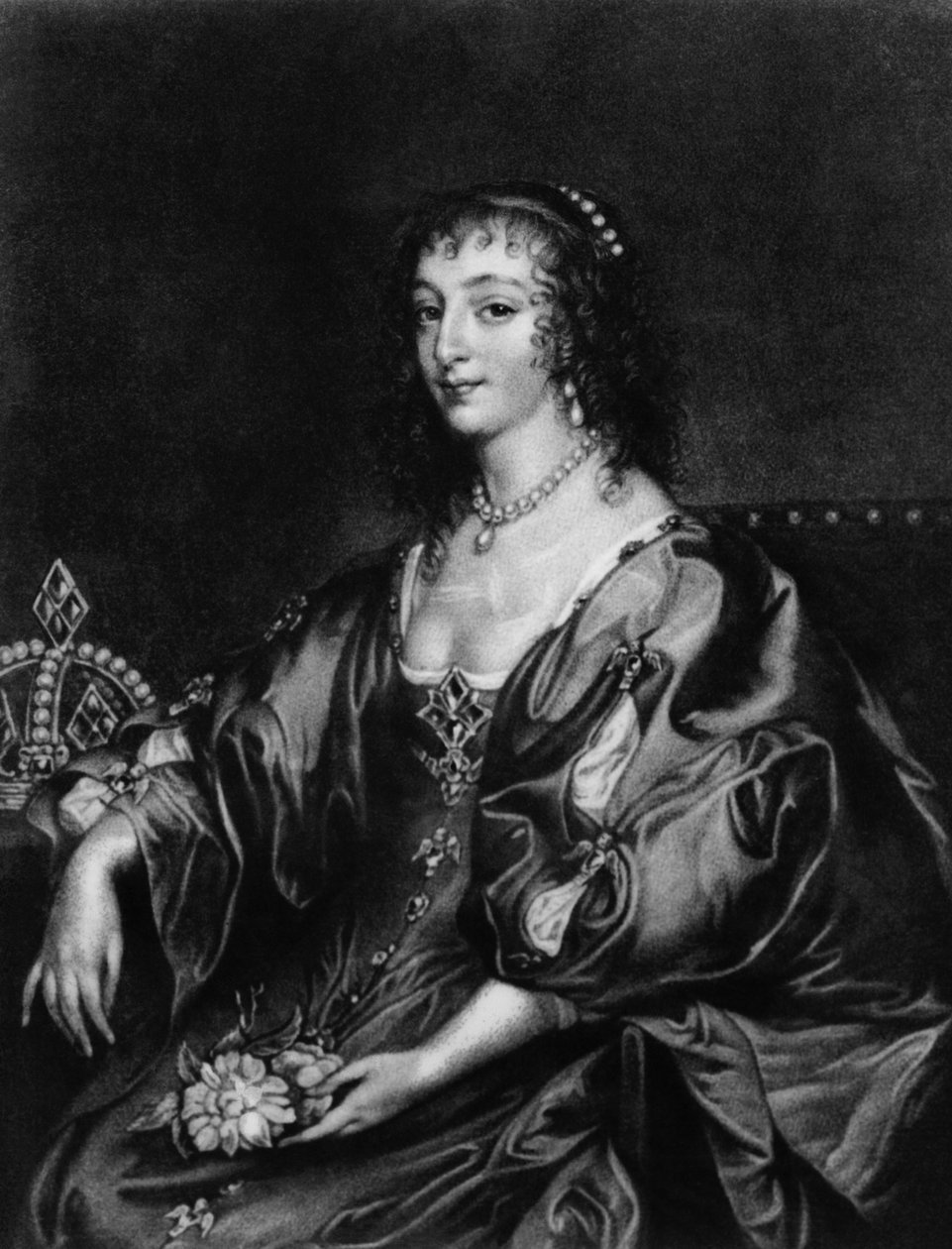 Henrietta Maria (1609-69), ilustração de &39;Retratos de Personagens Ilustres na História Britânica&39;, (mezzotint)] de Anthony van Dyck