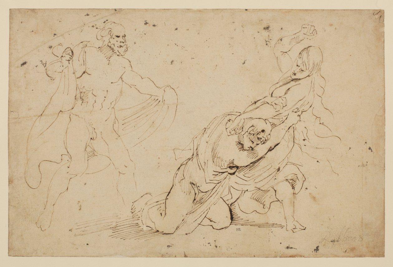 A vingança de Juno em Calisto - estudo de um homem e uma mulher atacando outra mulher, 1621-c.1623 de Anthony van Dyck