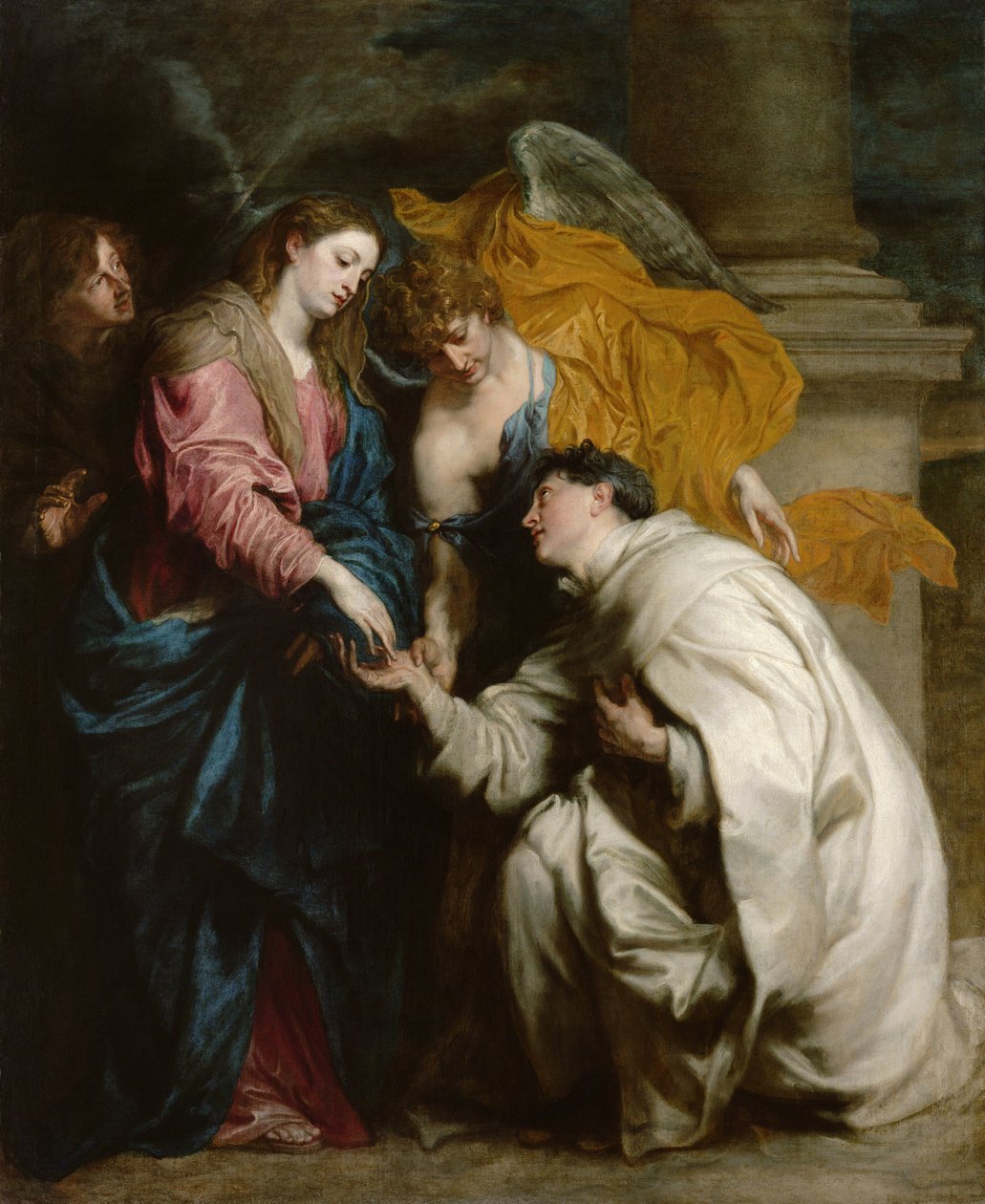 A Visão do Beato Hermann de Steinfeld, conhecido como Joseph (1150-1230) - Pintura de Sir Anthonis (Anton ou Antoon) van Dyck (1599-1641), óleo sobre tela (160x128 cm) de Anthony van Dyck