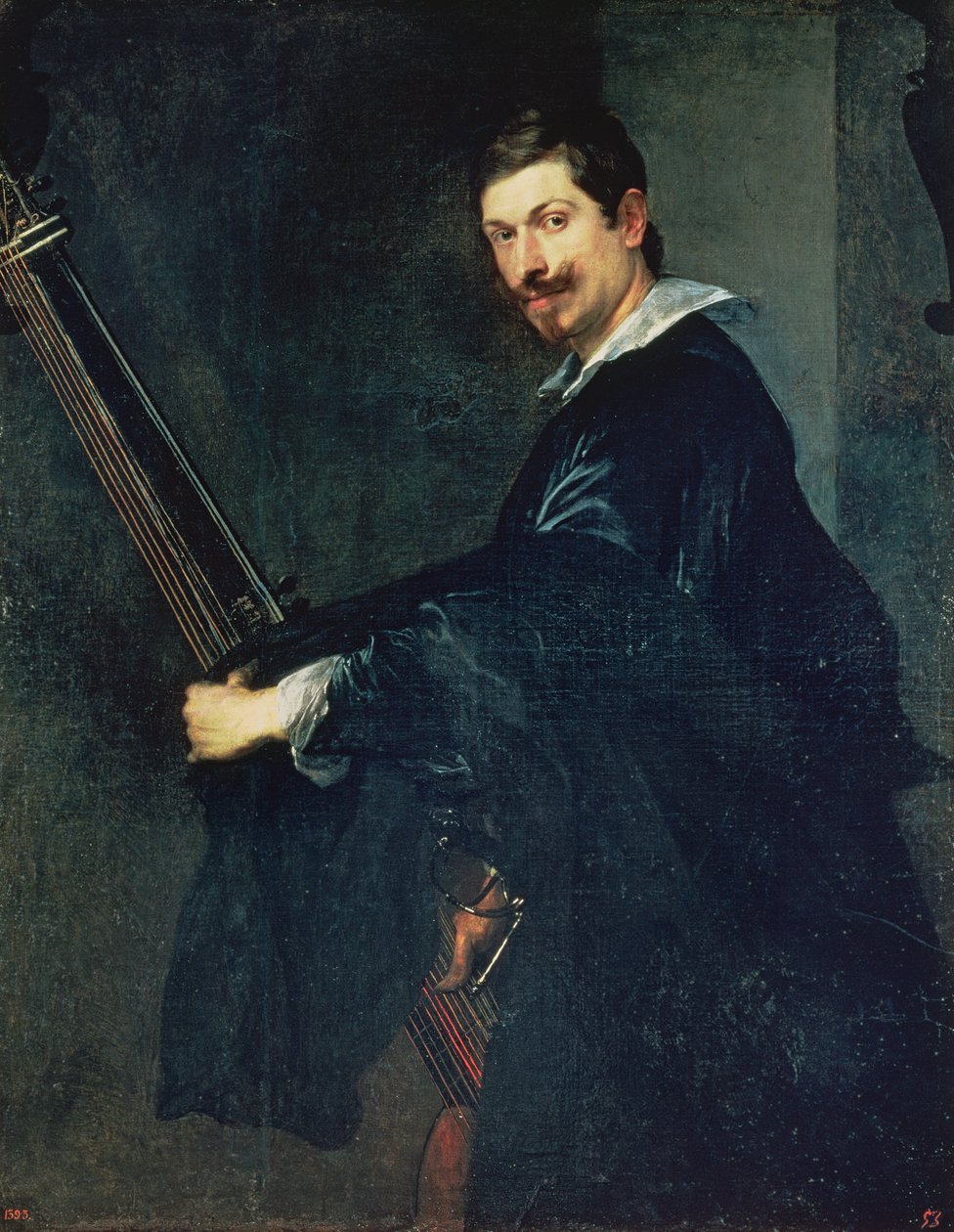 Homem com alaúde, retrato do músico Jacob Gaultier, alaúde da corte inglesa de Anthony van Dyck