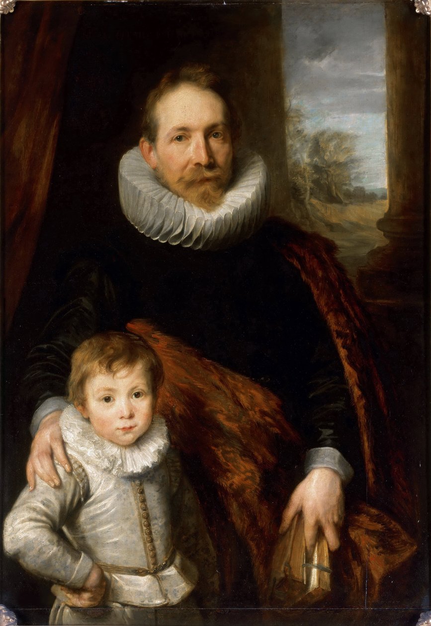Retrato de um pai com seu filho, também conhecido como Retrato do Presidente Richardot - Retrato de Jean Richardot (1540-1609) e de seu filho , por Dyck, Sir Anthony van (1599-1641). Óleo sobre tela, c. 1618. Dimensão : 115x82 cm. Musee du Louvre, Paris de Anthony van Dyck