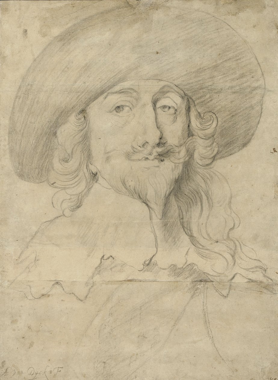 Retrato de Charles I (giz no papel) de Anthony van Dyck