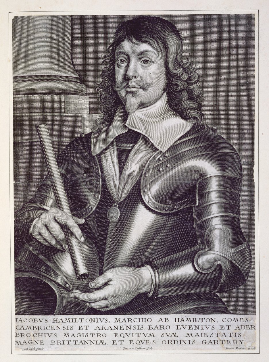 Retrato de James Hamilton (1606-49) 1º Duque de Hamilton, gravado por Joannes Meyssens (1612-1670) de Anthony van Dyck