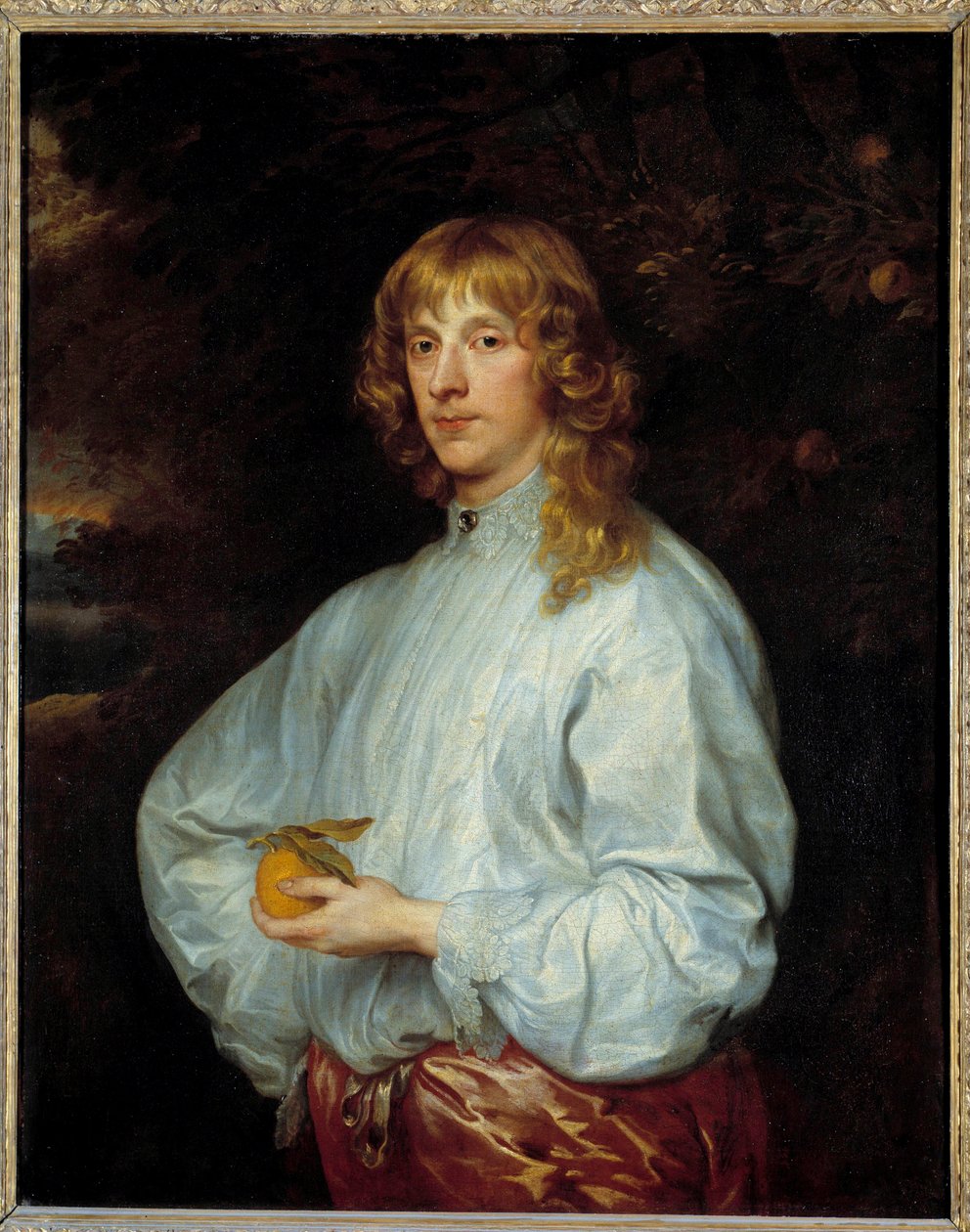 Retrato de James Stuart, Duque de Lennox e depois de Richmond (1612-1655) segurando a maçã de ou de Paris. Pintura de Anton (Antoon ou Anthony) van Dyck (1599-1641) cerca de 1632-1640 Dim. 1,07x0,84 m - Retrato de James Stuart, Duque de Lennox, e mais tard de Anthony van Dyck