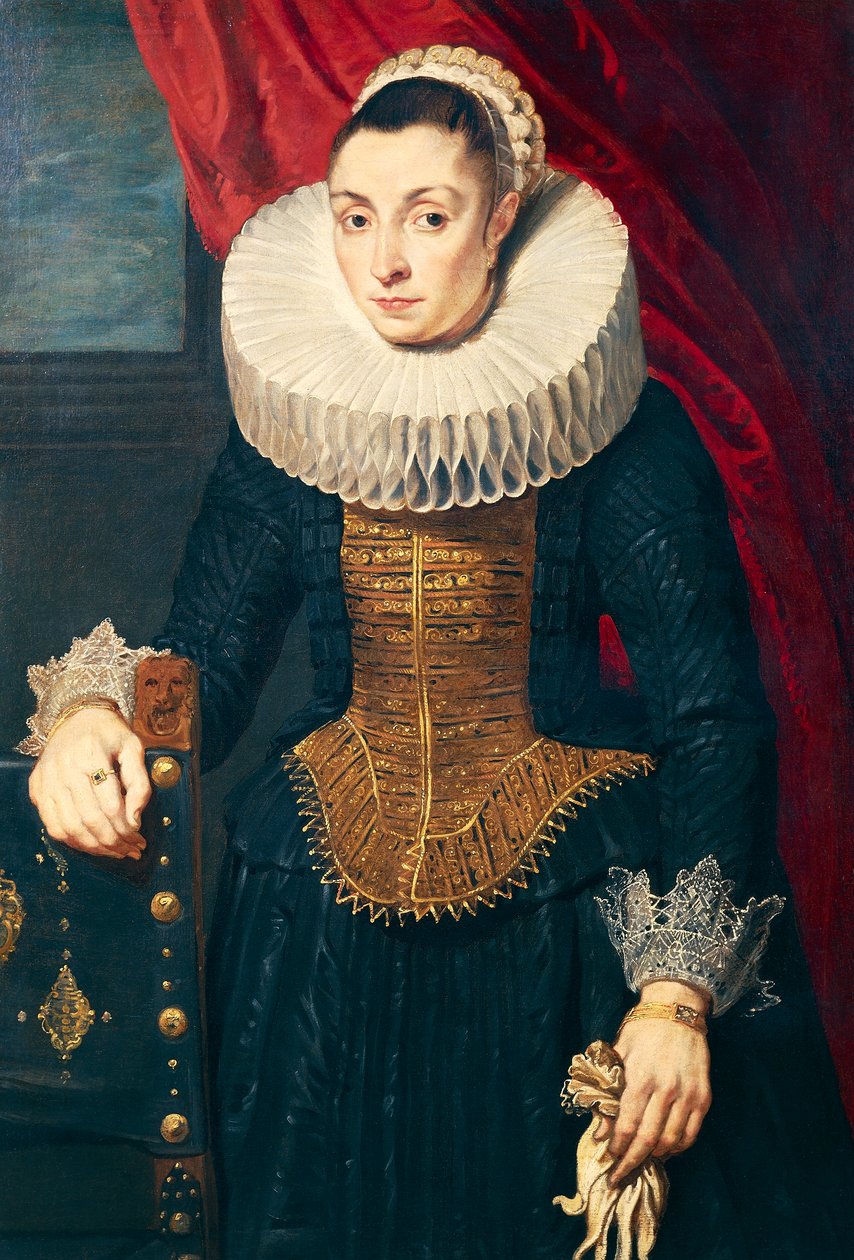 Retrato de uma mulher, por um seguidor de Anton van Dyck (1599-1641), óleo sobre tela. de Anthony van Dyck