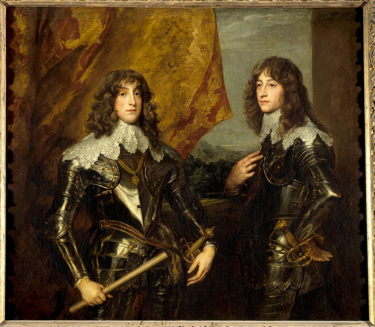 Retratos dos Príncipes Palatinos, Charles Louis I (1617-1680) e Robert (1619-1682) filho do Rei de Boheme Frederic V. Pintura de Anton (Antoon ou Anthony) van Dyck (1599-1641) de Anthony van Dyck