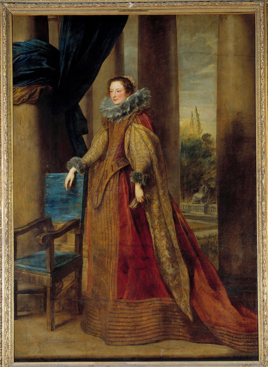 Retrato presumido da Marquesa Geromina Spinola Doria, de Genes She usa uma gola de morango. Pintura de Anton (Antoon ou Anthony) van Dyck (1599-1641) Sol do século XVII. 2,39x1,7 m - Retrato presumido da Marchesa Geromina Spinola Doria de Génova wea de Anthony van Dyck