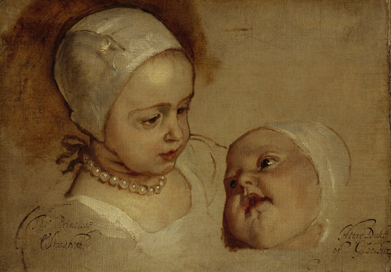 A princesa Isabel, 1635–1650, e a princesa Ana, 1637–1640. Filhas de Carlos I de Anthony van Dyck