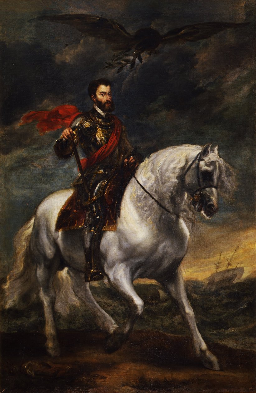 Retrato equestre do imperador Carlos V de Anthony van Dyck