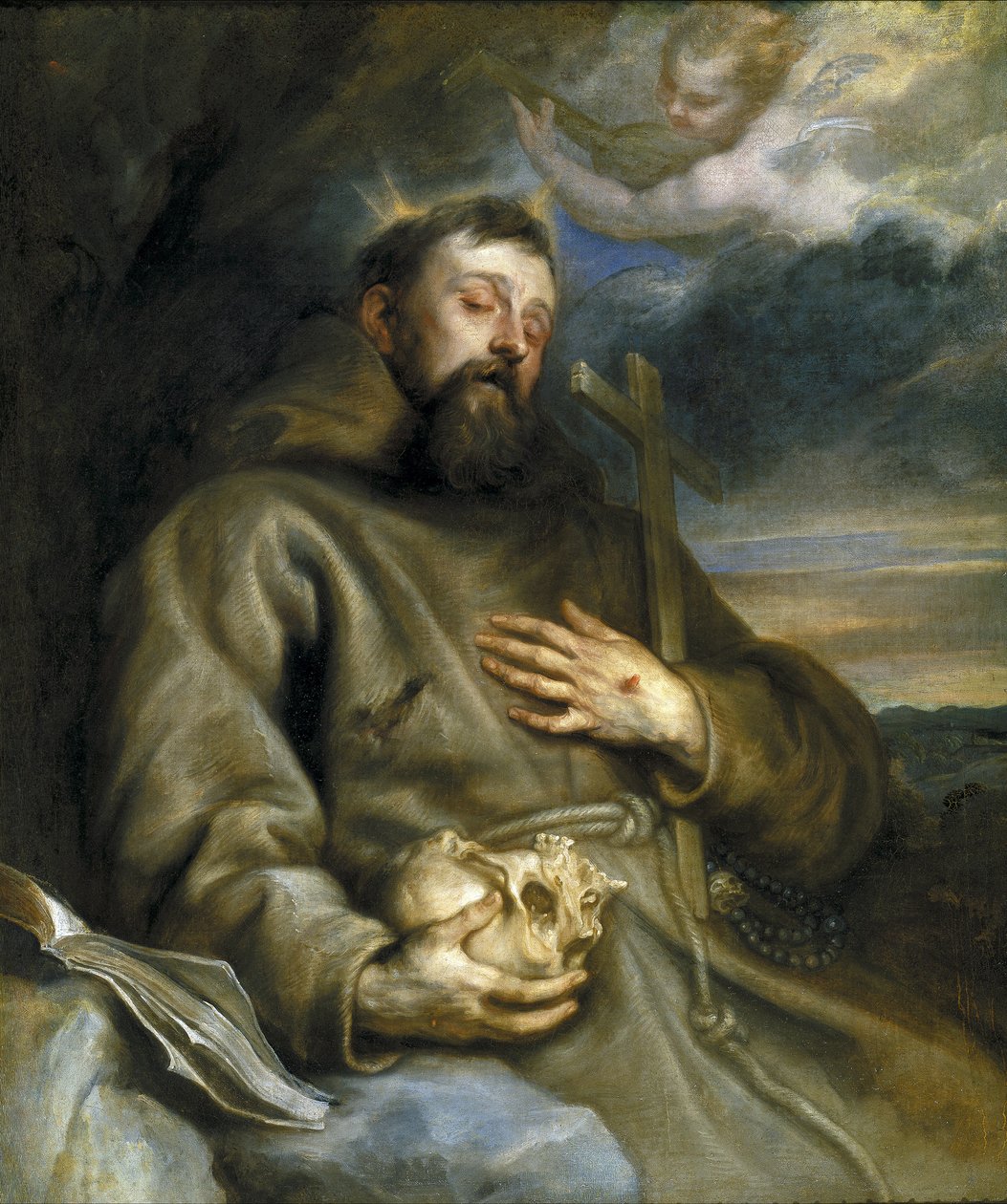 São Francisco de Assis em êxtase - Dyck, Sir Anthony van (1599-1641) - 1627-1632 - Óleo sobre tela - 123x105,5 - Museo del Prado, Madrid de Anthony van Dyck