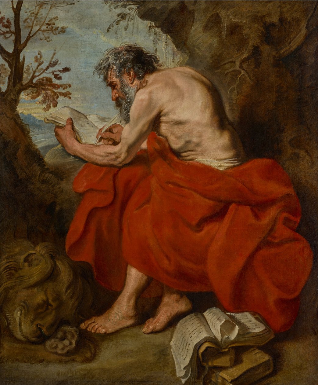 São Jerónimo como eremita numa paisagem, a ler de Anthony van Dyck