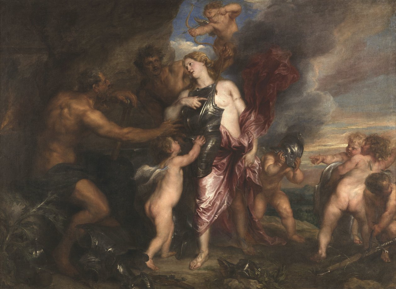 Tétis recebe a nova armadura para Aquiles na forja de Vulcano de Anthony van Dyck