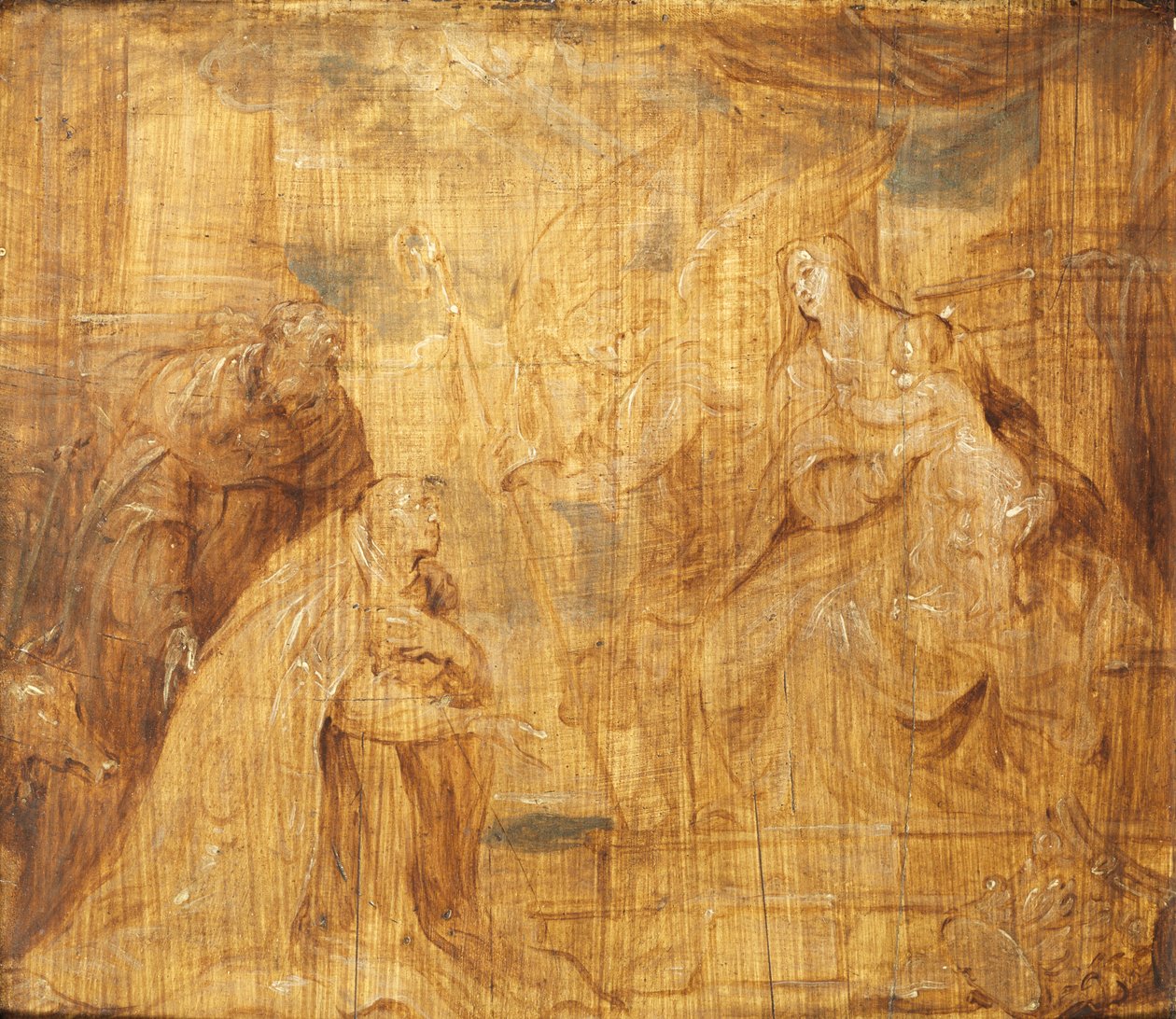 Virgem e Criança com um Bispo Doador e Santo Antônio Abade, 1628-32 de Anthony van Dyck