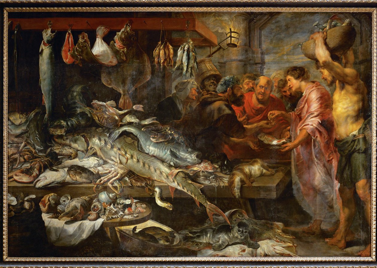 Um mercado de peixe, c.1618 (óleo sobre tela) de Anthony van & Snyders Frans (1579-1657) Dyck