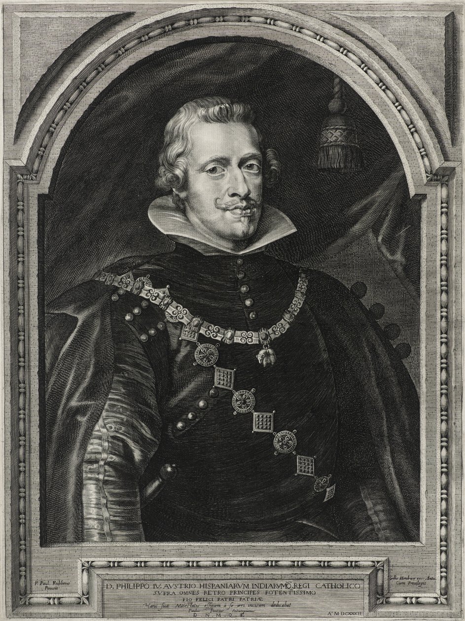 Filipe IV, rei da Espanha, gravado por Paulus Pontius (1603-58), 1632 (gravura sobre papel avergoado) de Anthony van after Dyck
