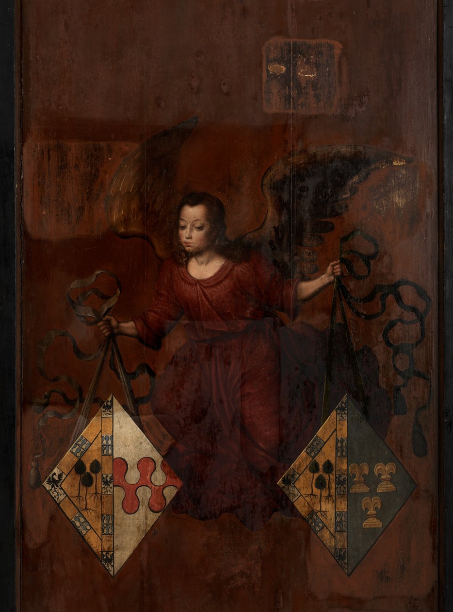 Retrato de Juan Pardo II e as suas esposas Anna Ingenieulandt e Maria Anchemant de Anthuenis (1536 1613) Claeissins or Claeissens