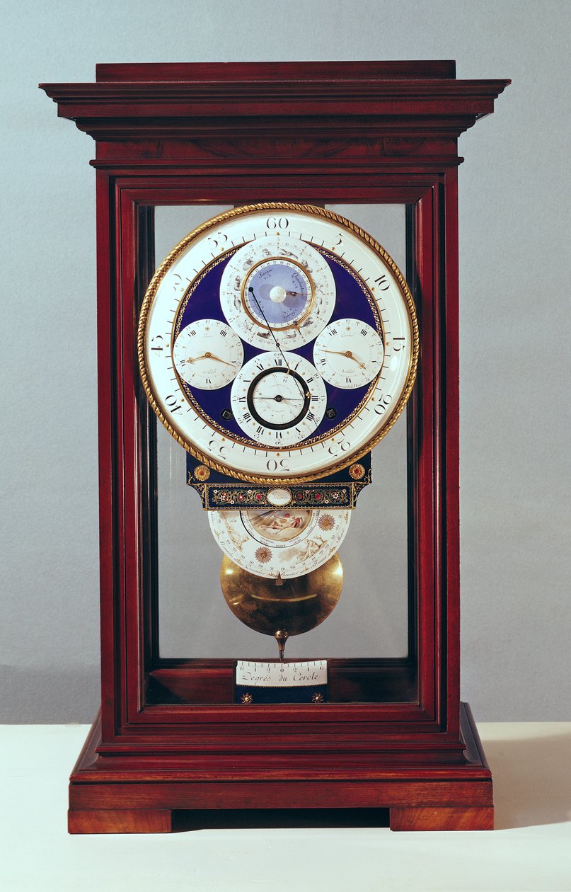 Relógio com quatro mostradores e os signos do zodíaco, 1765-89 (madeira e esmalte pintado) de Antide Janvier