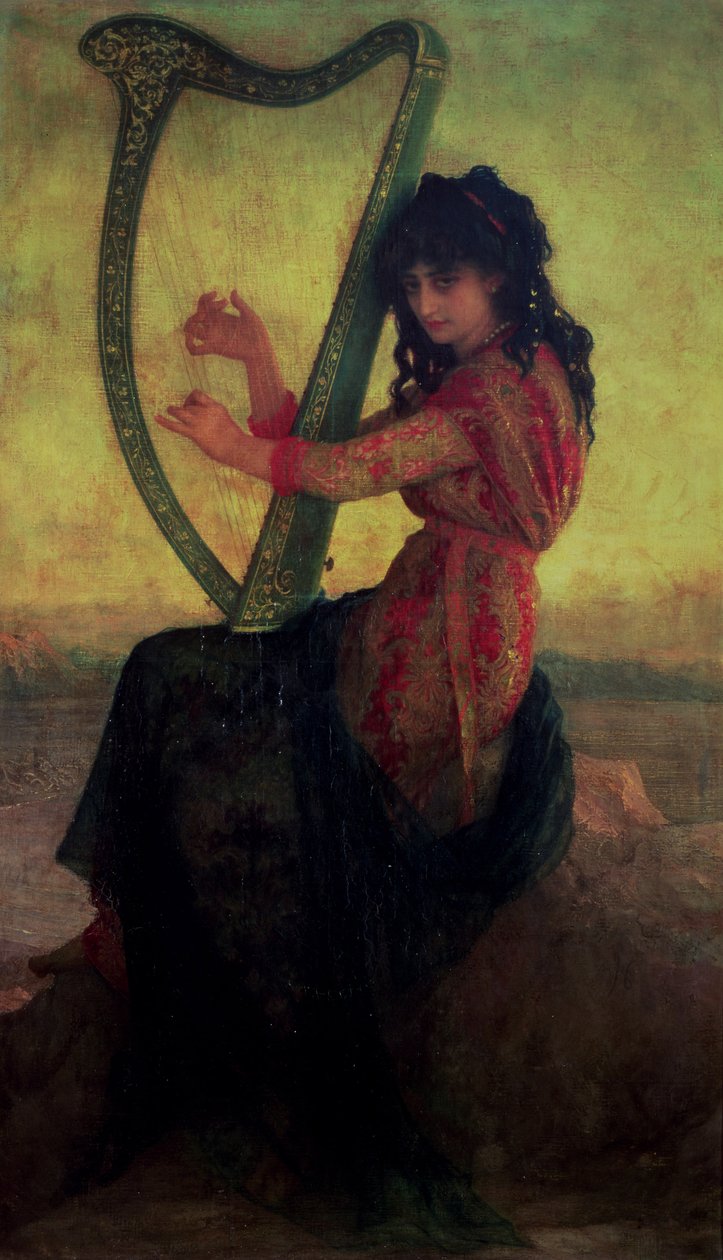 Musa tocando harpa de Antoine Auguste Ernest Herbert or Hebert