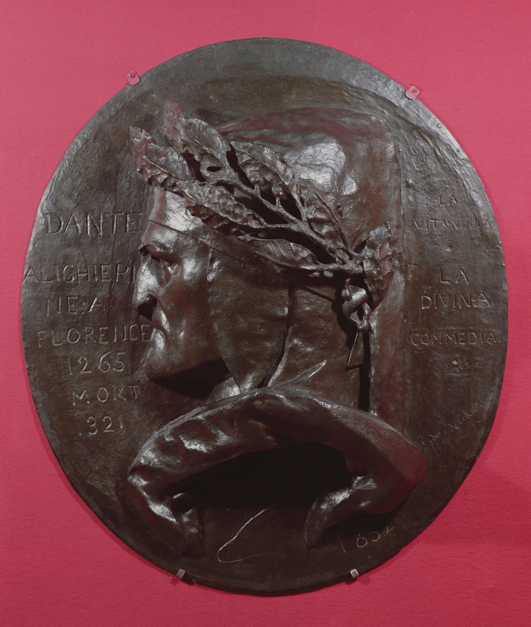 Medalhão representando Dante Alighieri (1265-1321) (bronze) de Antoine Augustin Preault