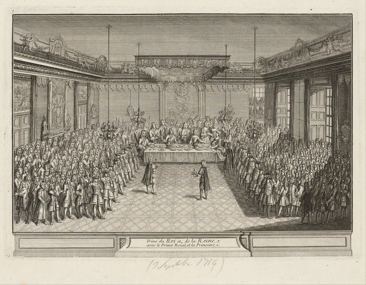 Banquete de vitrine no salão de desfile de esquina no Palácio de Dresden em 3 de setembro de 1719 de Francois Antoine Aveline