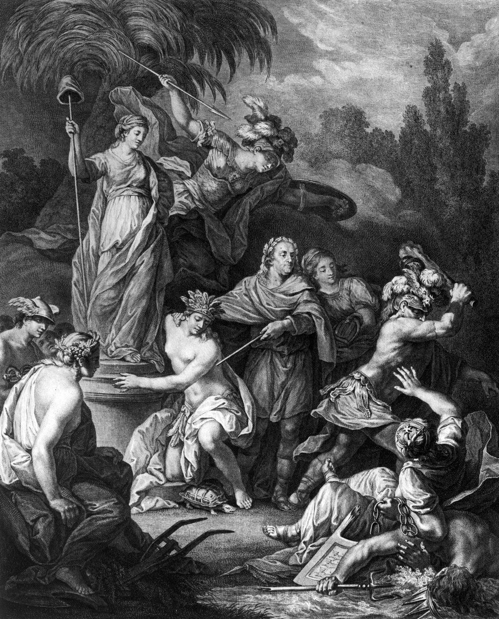 Alegoria da América Independente, dedicada ao Congresso americano, gravada por Jean Charles Levasseur (1734-1816), 1778 de Antoine Borel
