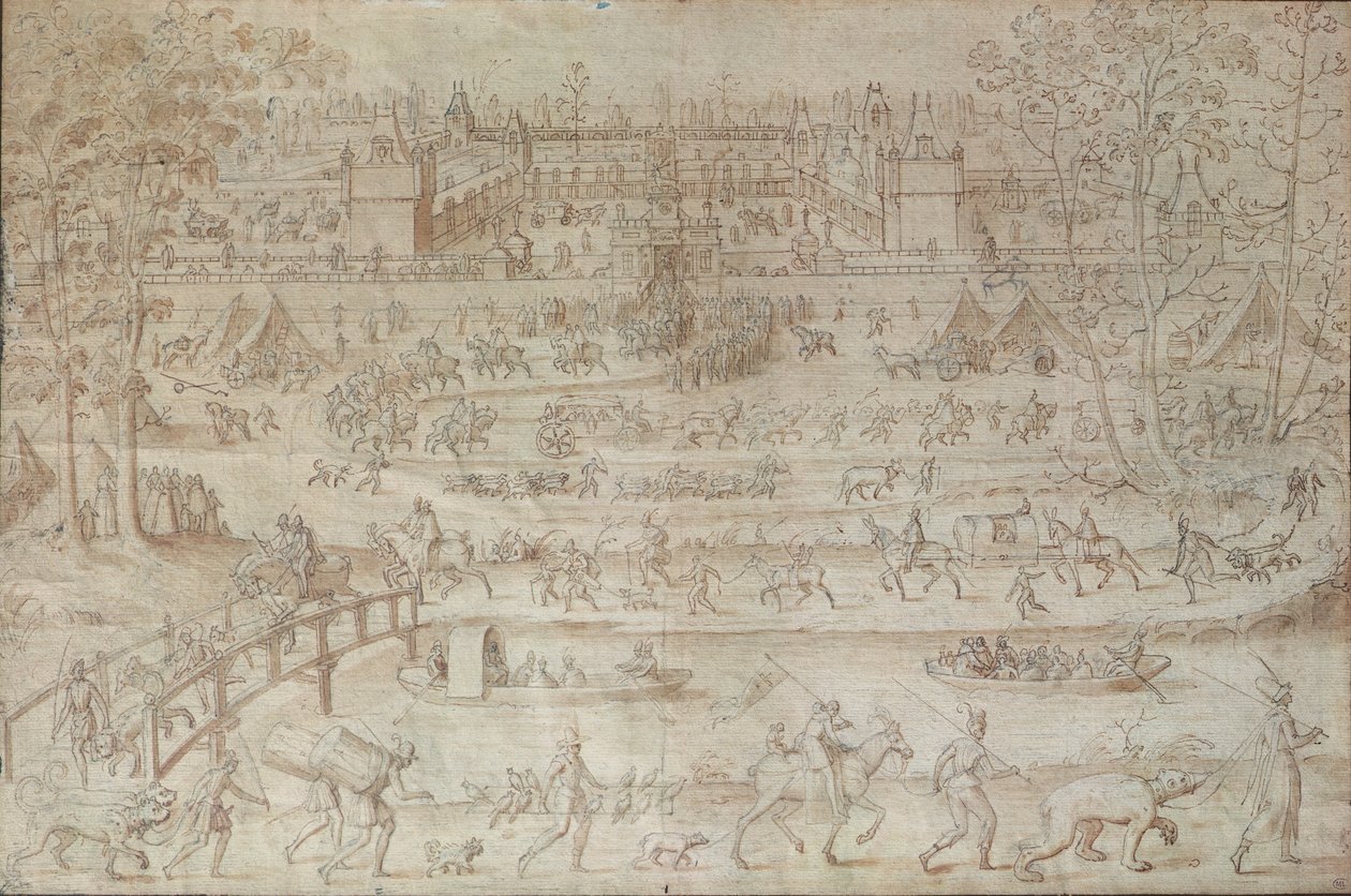 Festival no Chateau d&39;Anet (caneta e tinta no papel) de Antoine Caron