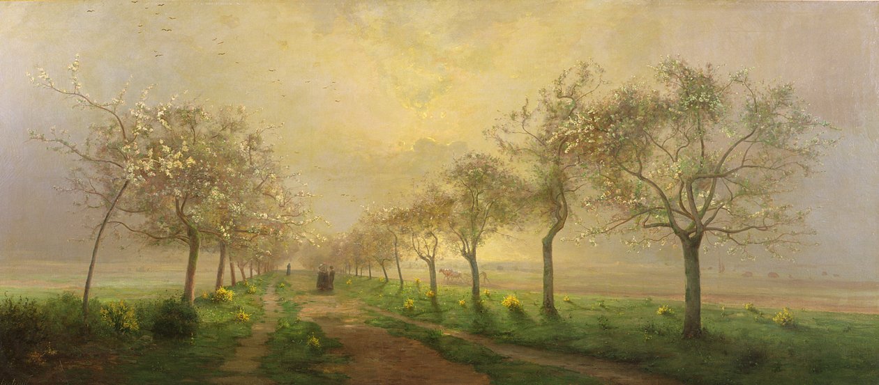 Macieiras e vassoura em flor de Antoine Chintreuil