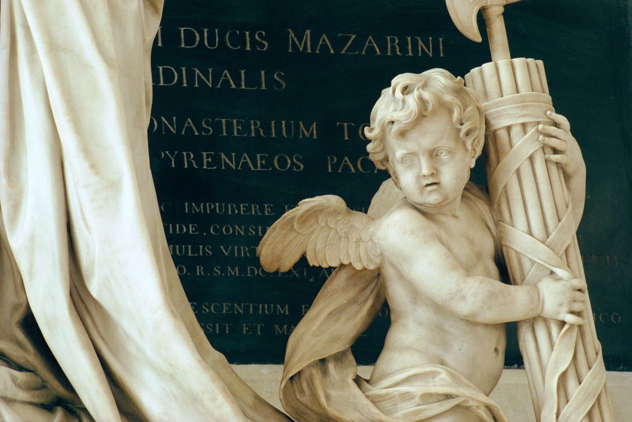 Detalhe do túmulo do cardeal Jules Mazarin 1602-61 1689-93, na capela de mármore e bronze de Antoine Coysevox