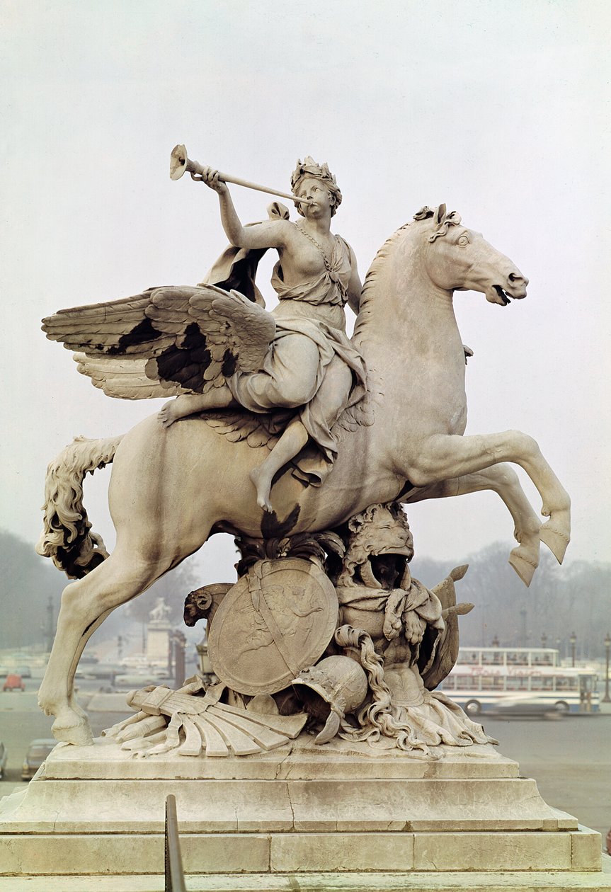 Fama Montando Pegasus (&39;O Cavalo de Marly&39;) 1699-1702 (mármore) de Antoine Coysevox