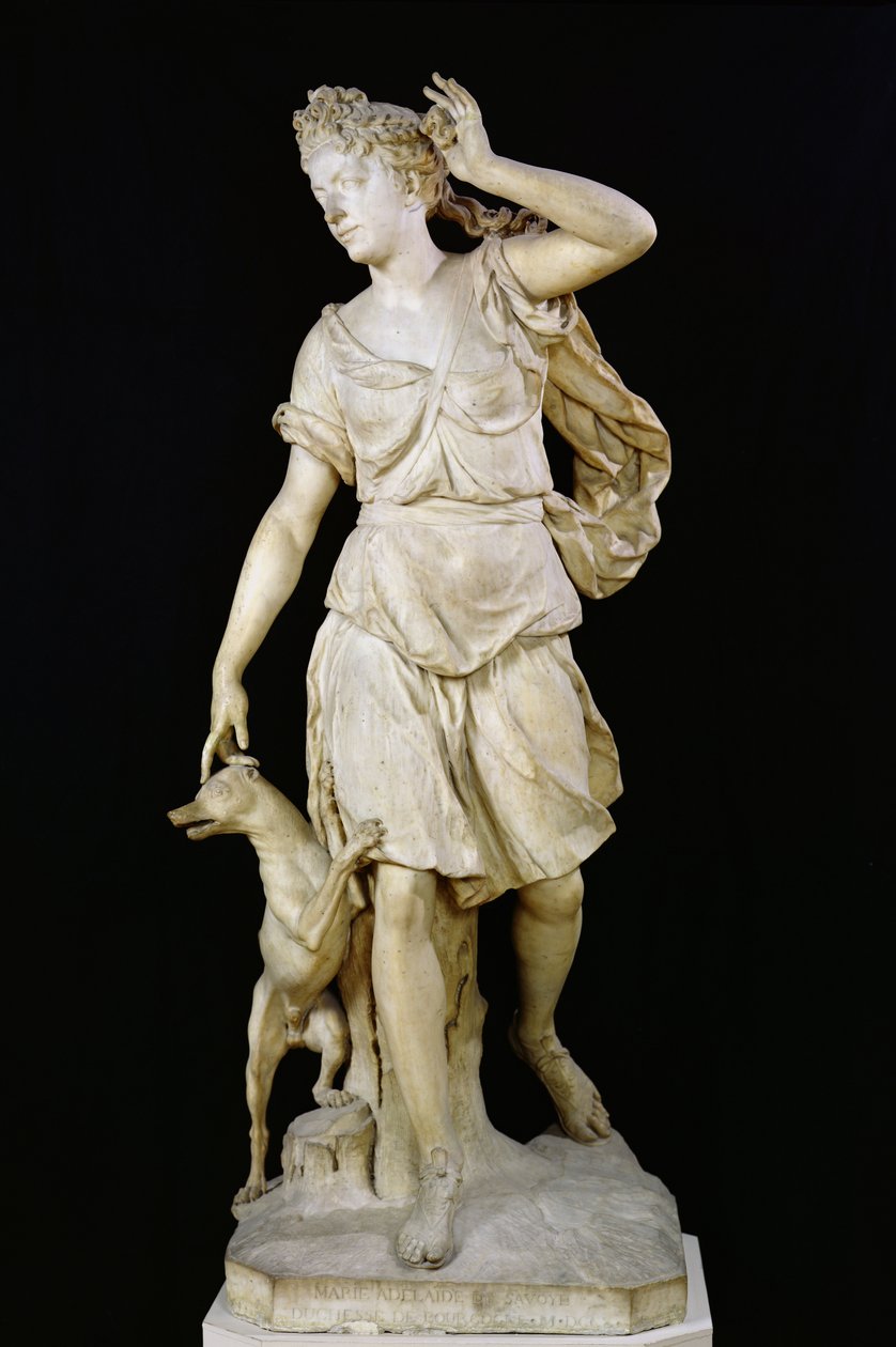 Marie Adelaide de Sabóia (1685-1712) Duquesa da Borgonha, como Diana, a Caçadora, 1709 (mármore) de Antoine Coysevox