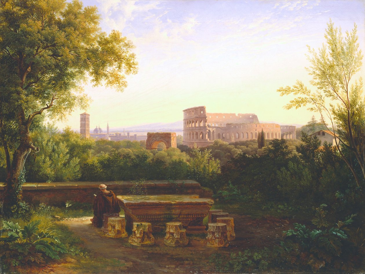 Vista do Coliseu da Orti Farnesiani, 1833 de Antoine Fèlix Boisselier