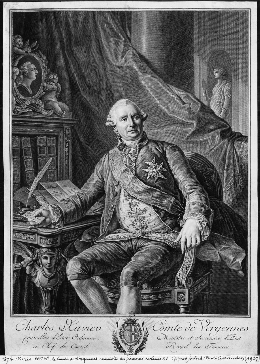 Charles Gravier, conde de Vergennes, gravado por Vicenzio Vangelisti (1738-98) c.1774 de Antoine François Callet