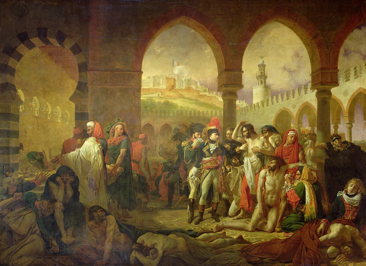 Napoleão Bonaparte (1769-1821) visitando a peste atingida em Jaffa, 11 de março de 1799, 1804 de Antoine Jean Gros