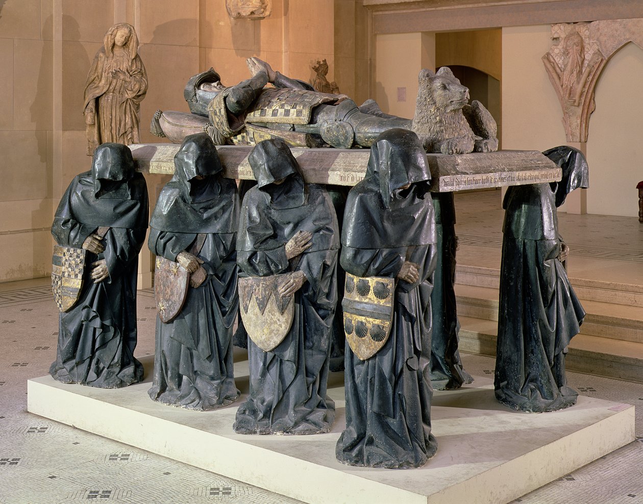 Túmulo de Philippe Pot (1428-94) de Citeaux Abbey, c.1480-83 (pedra policromada) (ver também 208694) de Antoine Le Moiturier