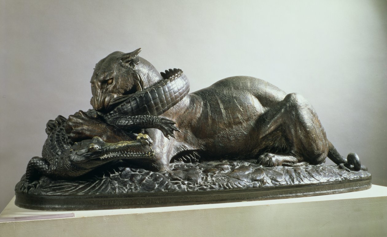 Tigre devorando um jacaré, 1832 (bronze) de Antoine Louis Barye