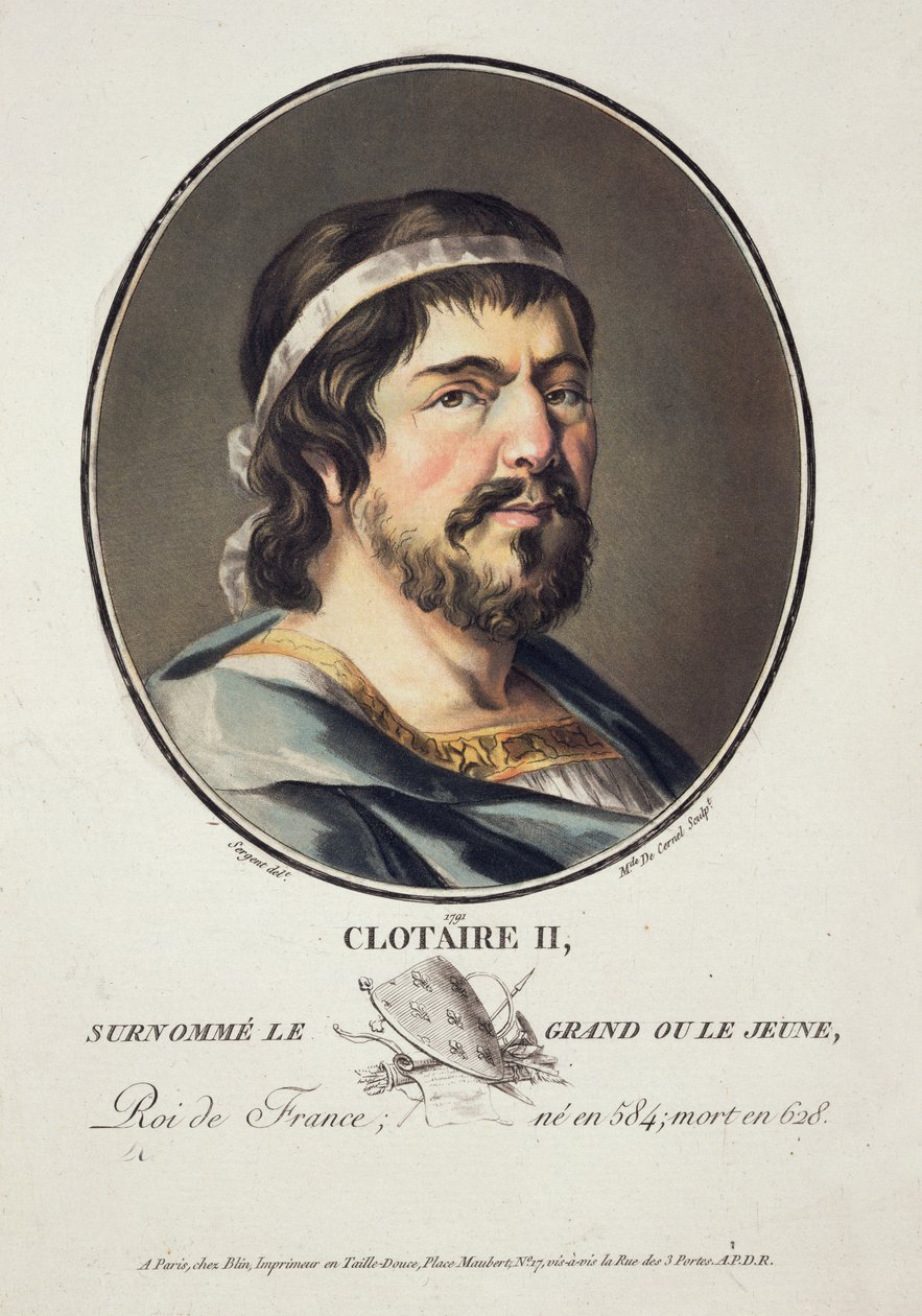 Clothaire II (584-629), gravado por Madame de Cernel, 1791 de Antoine Louis Francois Sergent Marceau