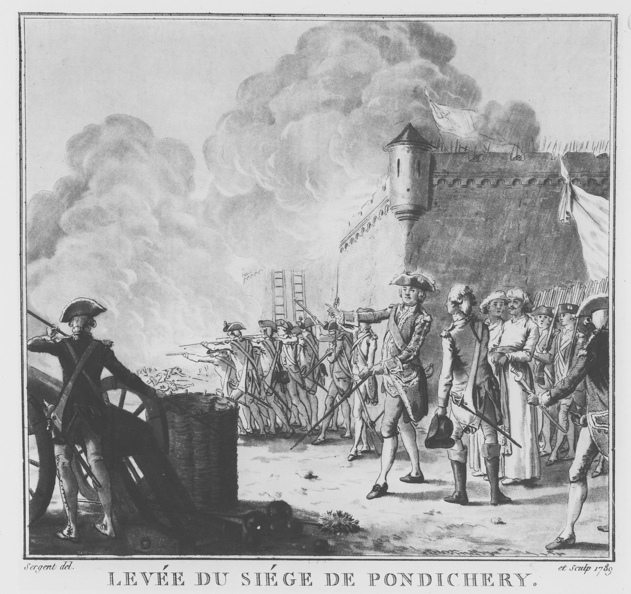 A criação do cerco de Pondicherry, 1789 (ver também 169735) de Antoine Louis Francois Sergent Marceau