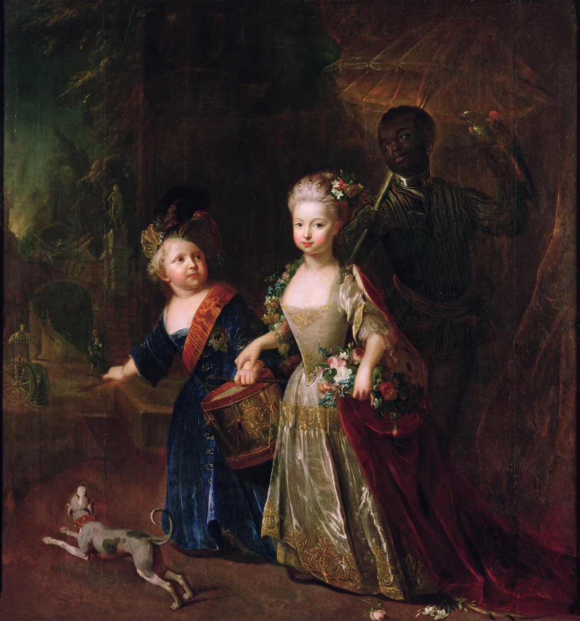 O príncipe herdeiro Frederico II com sua irmã Guilhermina, 1714 de Antoine Pesne