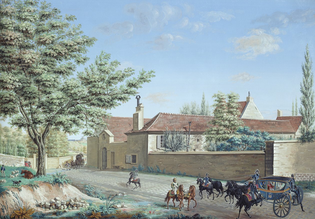 Vista da fazenda Trou d&39;Enfer entre Saint-Germain e Marly, c.1810 de Antoine Pierre Mongin