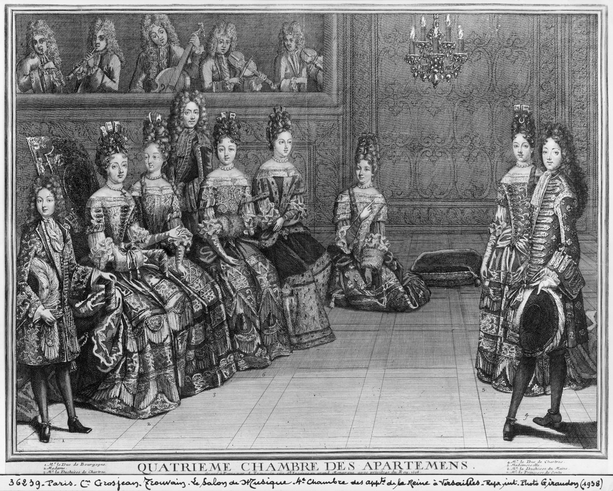 A sala de música em Versalhes, 1696 de Antoine Trouvain