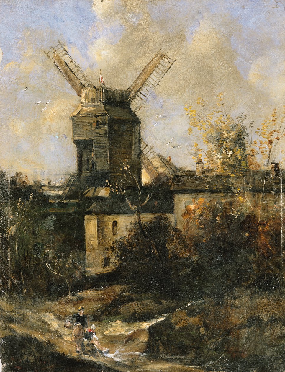 O Moinho da Galette, Montmartre, 1861 de Antoine Vollon